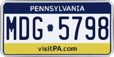PA license plate MDG5798