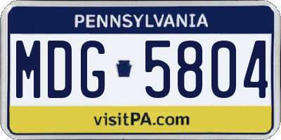 PA license plate MDG5804