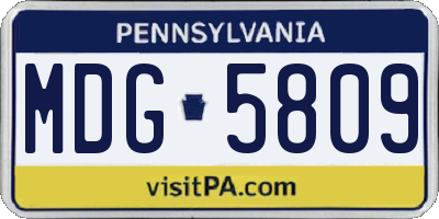 PA license plate MDG5809