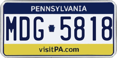 PA license plate MDG5818