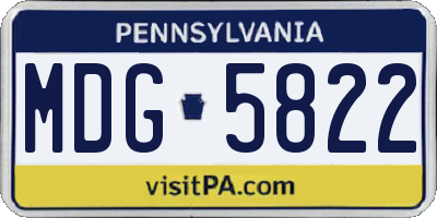 PA license plate MDG5822