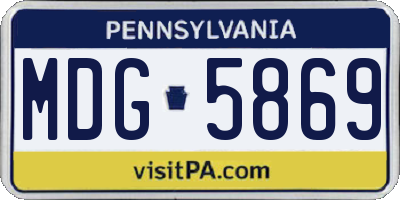 PA license plate MDG5869