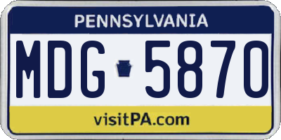 PA license plate MDG5870