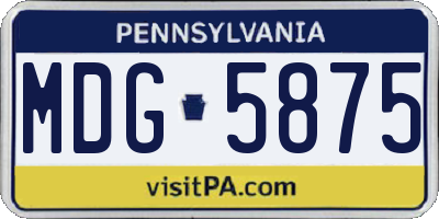 PA license plate MDG5875