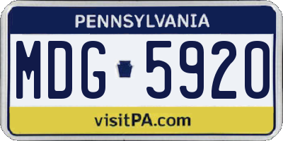 PA license plate MDG5920