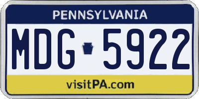 PA license plate MDG5922