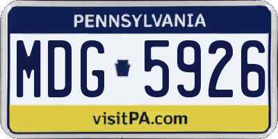 PA license plate MDG5926