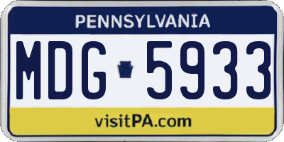 PA license plate MDG5933