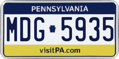PA license plate MDG5935