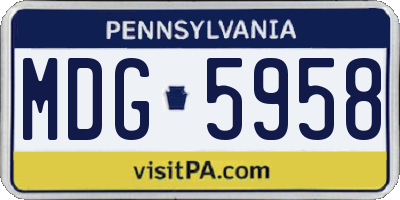 PA license plate MDG5958