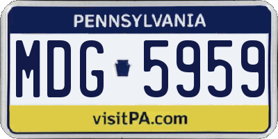 PA license plate MDG5959