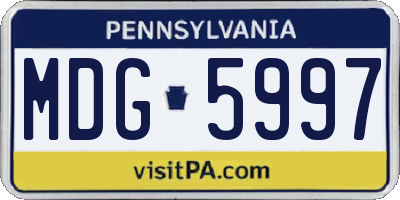 PA license plate MDG5997