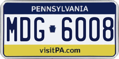 PA license plate MDG6008