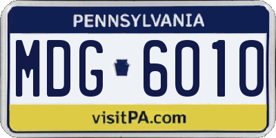 PA license plate MDG6010