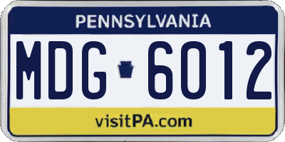 PA license plate MDG6012