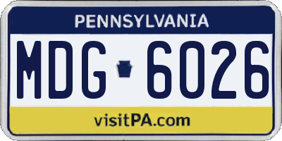 PA license plate MDG6026