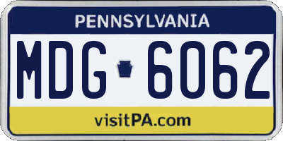 PA license plate MDG6062