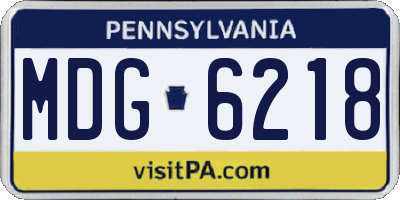 PA license plate MDG6218