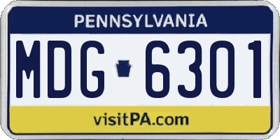 PA license plate MDG6301