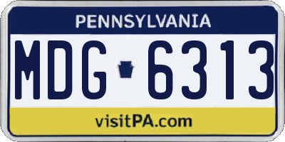 PA license plate MDG6313