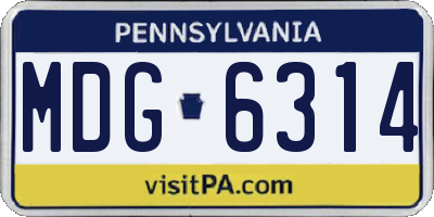 PA license plate MDG6314