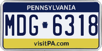 PA license plate MDG6318