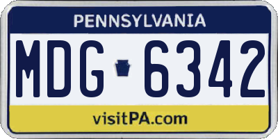 PA license plate MDG6342