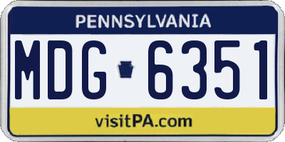PA license plate MDG6351