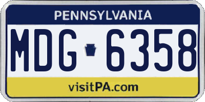 PA license plate MDG6358