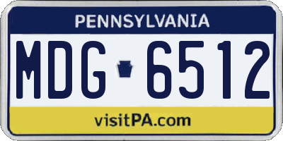 PA license plate MDG6512