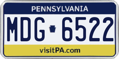 PA license plate MDG6522