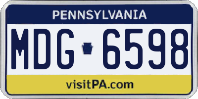 PA license plate MDG6598