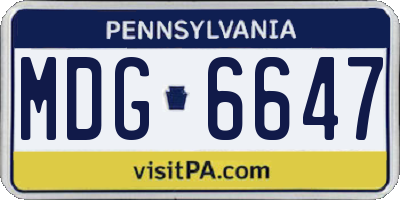 PA license plate MDG6647