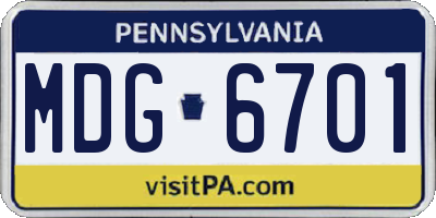 PA license plate MDG6701