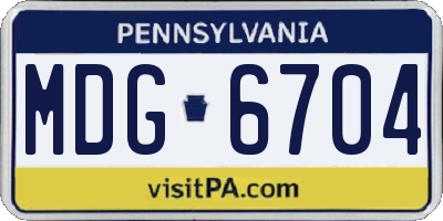 PA license plate MDG6704