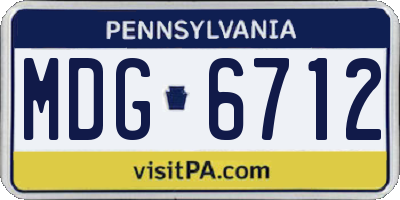 PA license plate MDG6712