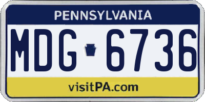PA license plate MDG6736