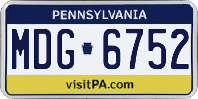PA license plate MDG6752
