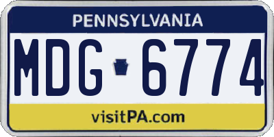 PA license plate MDG6774