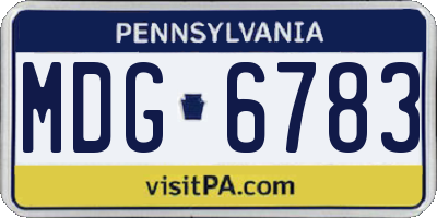 PA license plate MDG6783