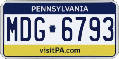PA license plate MDG6793