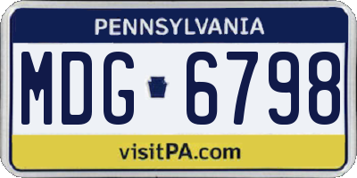 PA license plate MDG6798