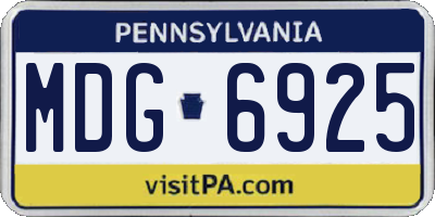 PA license plate MDG6925