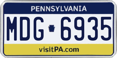 PA license plate MDG6935
