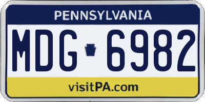 PA license plate MDG6982