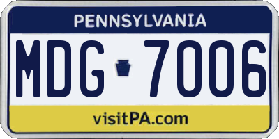 PA license plate MDG7006