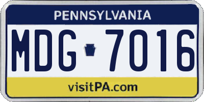 PA license plate MDG7016