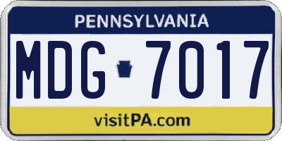 PA license plate MDG7017