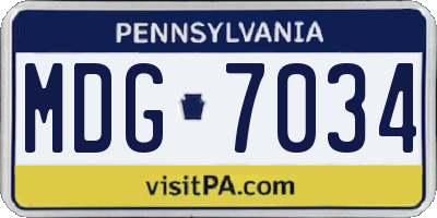 PA license plate MDG7034