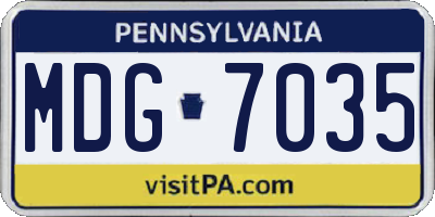 PA license plate MDG7035